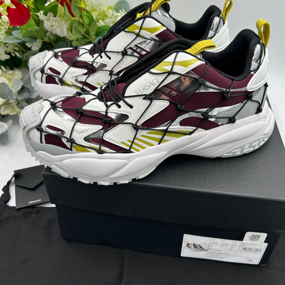 Men’s Versace V3 net leather sneakers size 10 US made in Italy - Picture 7 of 14